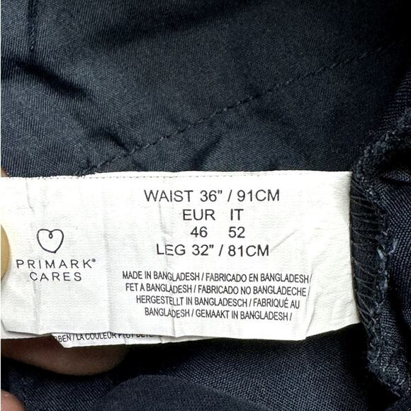 NWT PRIMARK NAVY BLUE MENS STRETCH SLIM CHINO PANTS 36" WAIST X 32" INSEAM - Picture 8 of 12